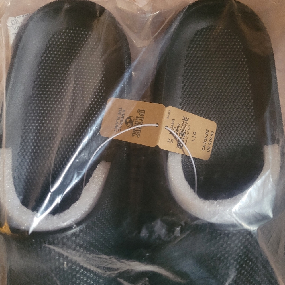Pink Victoria Secrets Pillow Slides Large Black - Picture 3 of 4